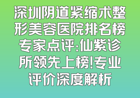 深圳阴道紧缩术整形美容医院排名榜专家点评：仙紫诊所领先上榜！专业评价深度解析