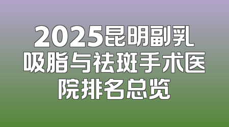 2025昆明副乳吸脂与祛斑手术医院排名总览
