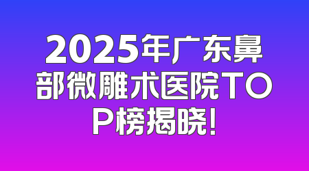 2025年广东鼻部微雕术医院TOP榜揭晓！