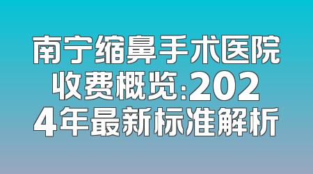 南宁缩鼻手术医院收费概览：2024年最新标准解析