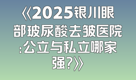 《2025银川眼部玻尿酸去皱医院：公立与私立哪家强？》