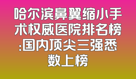 哈尔滨鼻翼缩小手术权威医院排名榜：国内顶尖三强悉数上榜