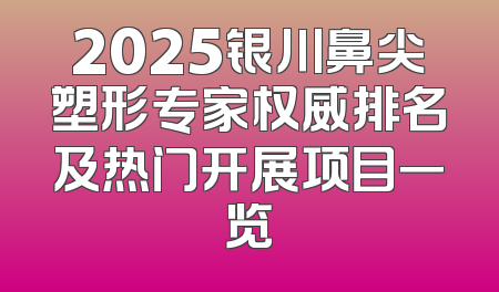 2025银川鼻尖塑形专家权威排名及热门开展项目一览