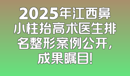 2025年江西鼻小柱抬高术医生排名整形案例公开，成果瞩目！