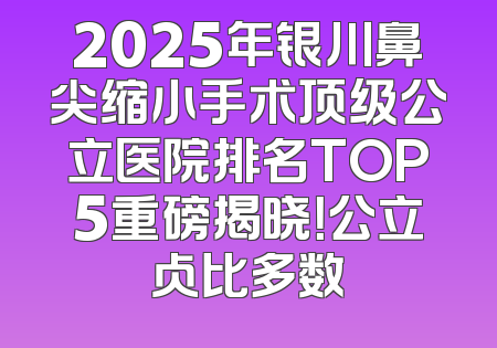 2025年银川鼻尖缩小手术顶级公立医院排名TOP5重磅揭晓！公立占比多数
