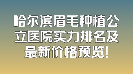 哈尔滨眉毛种植公立医院实力排名及最新价格预览！