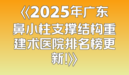 《2025年广东鼻小柱支撑结构重建术医院排名榜更新！》