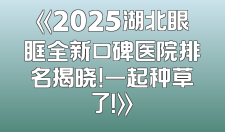 《2025湖北眼眶全新口碑医院排名揭晓！一起种草了！》