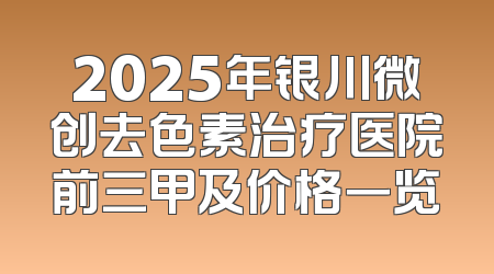 2025年银川微创去色素治疗医院前三甲及价格一览