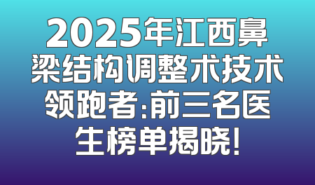 2025年江西鼻梁结构调整术技术领跑者：前三名医生榜单揭晓！
