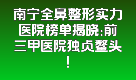 南宁全鼻整形实力医院榜单揭晓：前三甲医院独占鳌头！