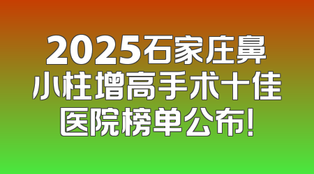 2025石家庄鼻小柱增高手术十佳医院榜单公布！