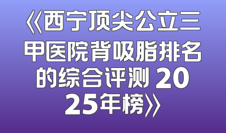 《西宁顶尖公立三甲医院背吸脂排名的综合评测 2025年榜》