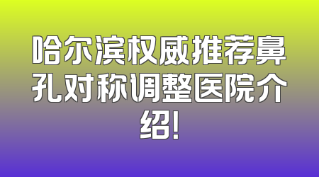 哈尔滨权威推荐鼻孔对称调整医院介绍！