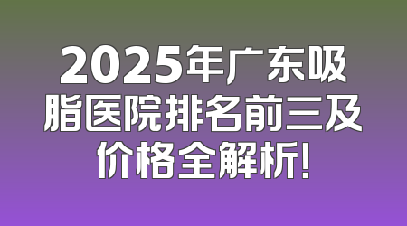 2025年广东吸脂医院排名前三及价格全解析！