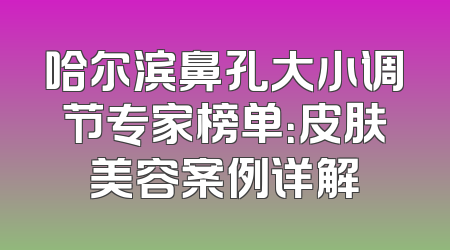 哈尔滨鼻孔大小调节专家榜单：皮肤美容案例详解