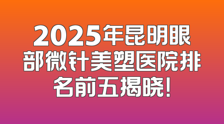 2025年昆明眼部微针美塑医院排名前五揭晓！