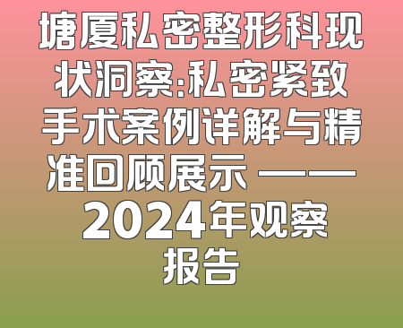 塘厦私密整形科现状洞察：私密紧致手术案例详解与精准回顾展示 —— 2024年观察报告