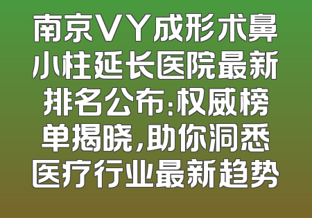 南京VY成形术鼻小柱延长医院最新排名公布：权威榜单揭晓，助你洞悉医疗行业最新趋势