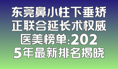 东莞鼻小柱下垂矫正联合延长术权威医美榜单：2025年最新排名揭晓