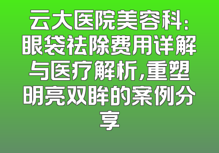 云大医院美容科：眼袋祛除费用详解与医疗解析，重塑明亮双眸的案例分享