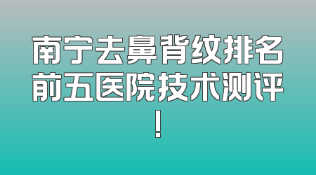 南宁去鼻背纹排名前五医院技术测评!