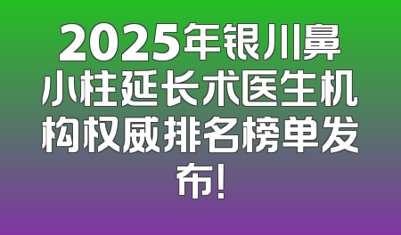 2025年银川鼻小柱延长术医生机构权威排名榜单发布！