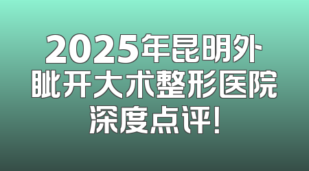 2025年昆明外眦开大术整形医院深度点评！