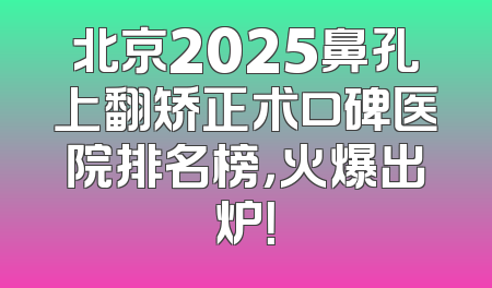 北京2025鼻孔上翻矫正术口碑医院排名榜，火爆出炉！