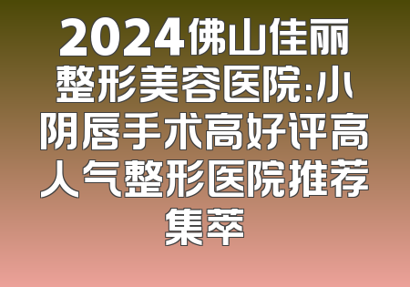 2024佛山佳丽整形美容医院：小阴唇手术高好评高人气整形医院推荐集萃