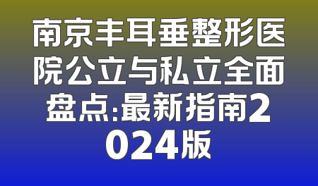 南京丰耳垂整形医院公立与私立全面盘点：最新指南2024版