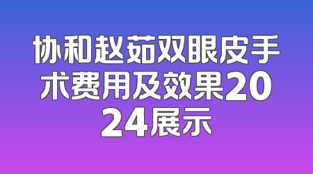 协和赵茹双眼皮手术费用及效果2024展示