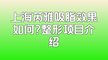 上海芮雅吸脂效果如何？整形项目介绍