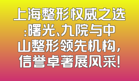 上海整形权威之选：曙光、九院与中山整形领先机构，信誉卓著展风采！