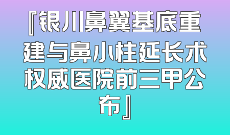 『银川鼻翼基底重建与鼻小柱延长术权威医院前三甲公布』