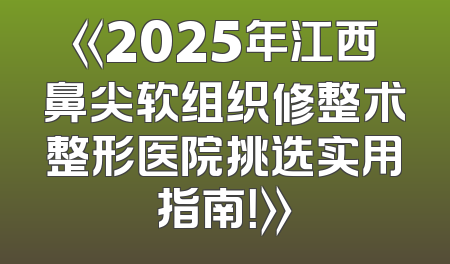 《2025年江西鼻尖软组织修整术整形医院挑选实用指南！》