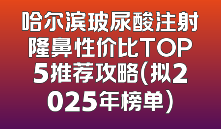 哈尔滨玻尿酸注射隆鼻性价比TOP5推荐攻略（拟2025年榜单）