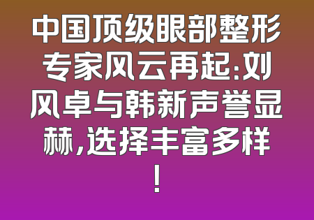中国顶级眼部整形专家风云再起：刘风卓与韩新声誉显赫，选择丰富多样！