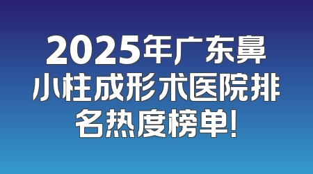 2025年广东鼻小柱成形术医院排名热度榜单！