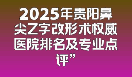 2025年贵阳鼻尖Z字改形术权威医院排名及专业点评”