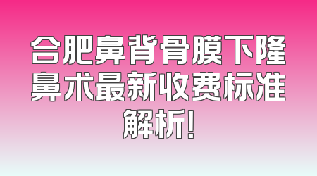 合肥鼻背骨膜下隆鼻术最新收费标准解析！