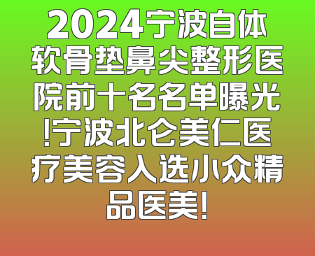 2024宁波自体软骨垫鼻尖整形医院前十名名单曝光！宁波北仑美仁医疗美容入选小众精品医美！