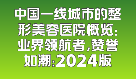 中国一线城市的整形美容医院概览：业界领航者，赞誉如潮：2024版