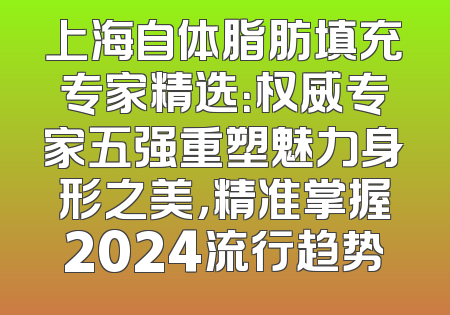 上海自体脂肪填充专家精选：权威专家五强重塑魅力身形之美，精准掌握2024流行趋势