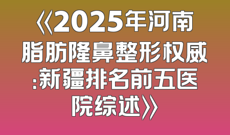 《2025年河南脂肪隆鼻整形权威：新疆排名前五医院综述》