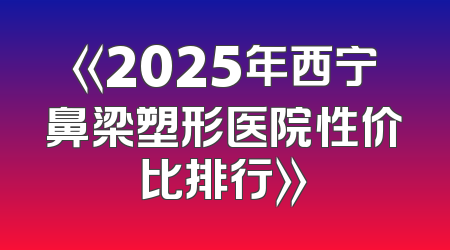 《2025年西宁鼻梁塑形医院性价比排行》