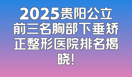 2025贵阳公立前三名胸部下垂矫正整形医院排名揭晓！