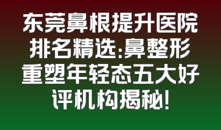 东莞鼻根提升医院排名精选：鼻整形重塑年轻态五大好评机构揭秘！