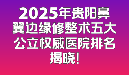 2025年贵阳鼻翼边缘修整术五大公立权威医院排名揭晓！