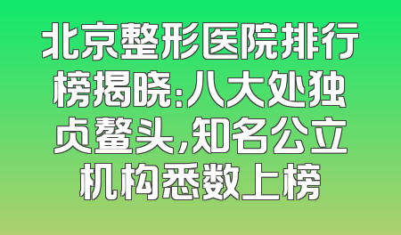 北京整形医院排行榜揭晓：八大处独占鳌头，知名公立机构悉数上榜